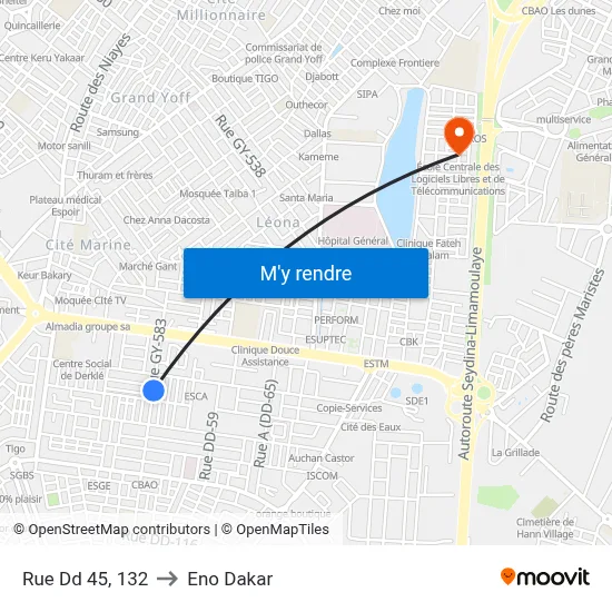 Rue Dd 45, 132 to Eno Dakar map