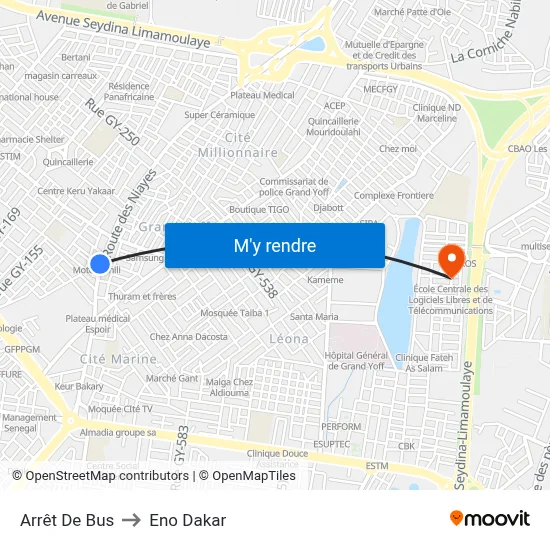 Arrêt De Bus to Eno Dakar map