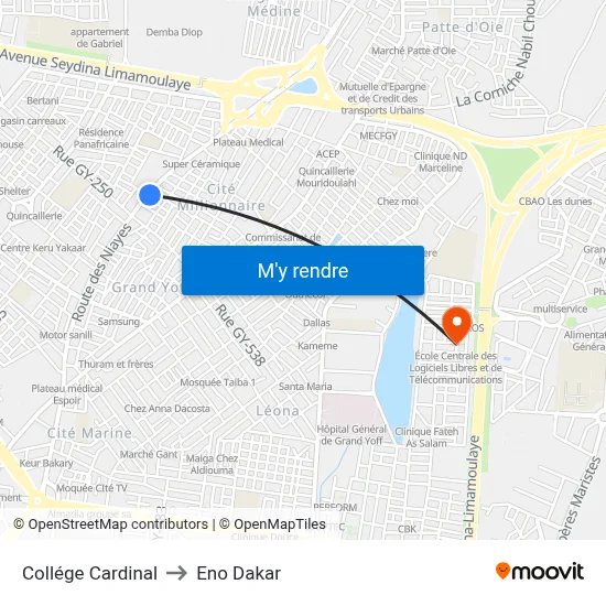 Collége Cardinal to Eno Dakar map