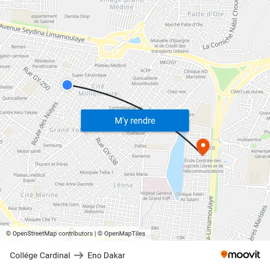Collége Cardinal to Eno Dakar map