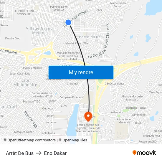 Arrêt De Bus to Eno Dakar map