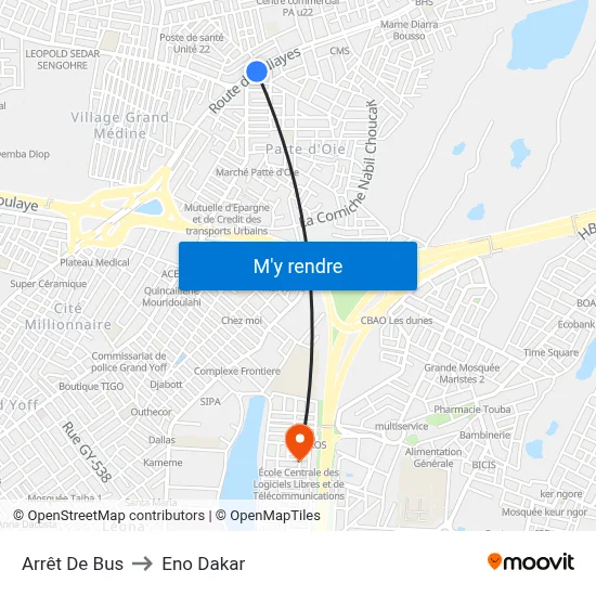 Arrêt De Bus to Eno Dakar map