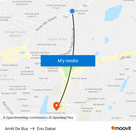 Arrêt De Bus to Eno Dakar map