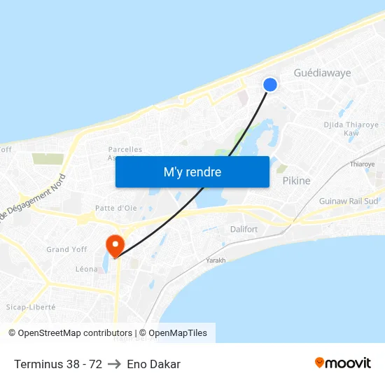 Terminus 38 - 72 to Eno Dakar map