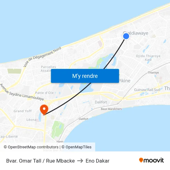 Bvar. Omar Tall / Rue Mbacke to Eno Dakar map