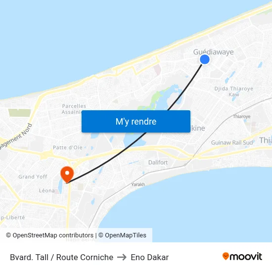 Bvard. Tall / Route Corniche to Eno Dakar map