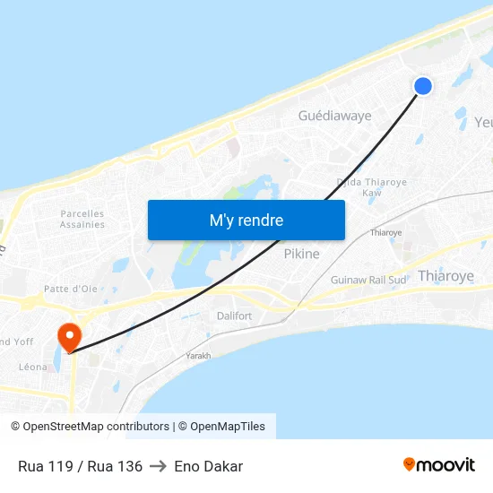 Rua 119 / Rua 136 to Eno Dakar map