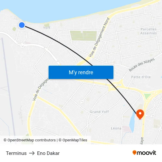 Terminus to Eno Dakar map