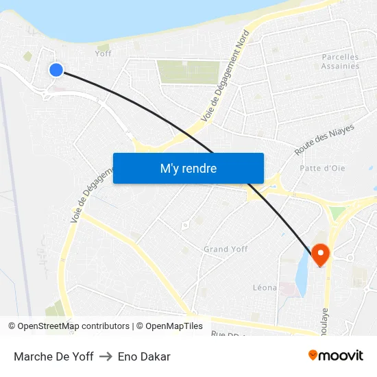 Marche De Yoff to Eno Dakar map
