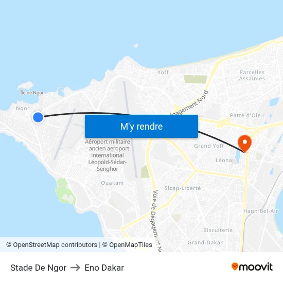 Stade De Ngor to Eno Dakar map