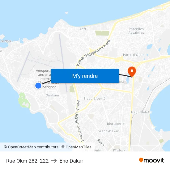 Rue Okm 282, 222 to Eno Dakar map