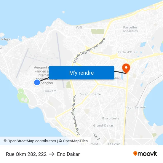 Rue Okm 282, 222 to Eno Dakar map