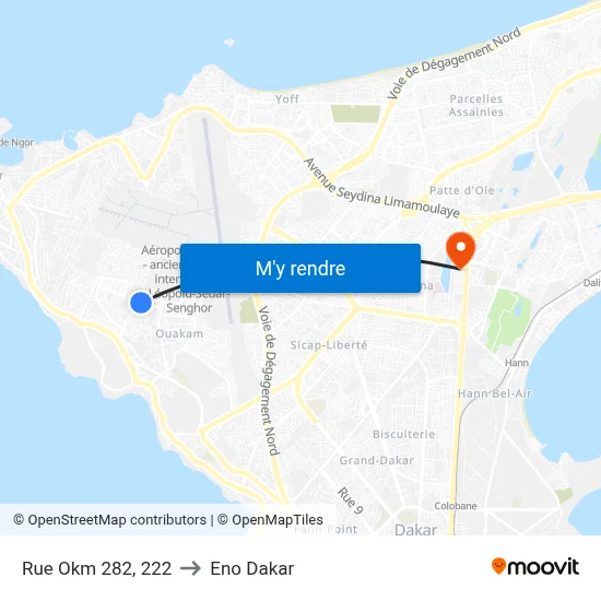 Rue Okm 282, 222 to Eno Dakar map
