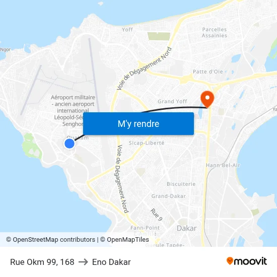 Rue Okm 99, 168 to Eno Dakar map