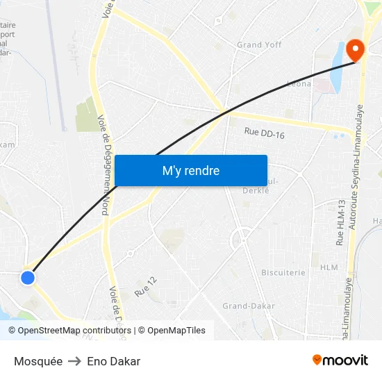 Mosquée to Eno Dakar map
