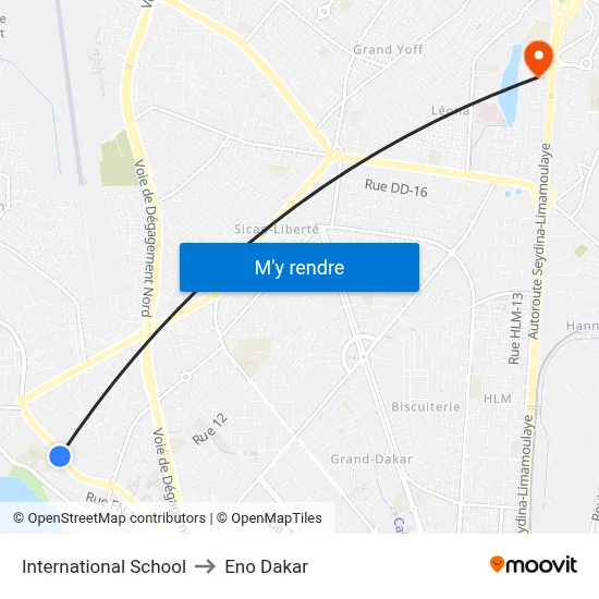 International School to Eno Dakar map