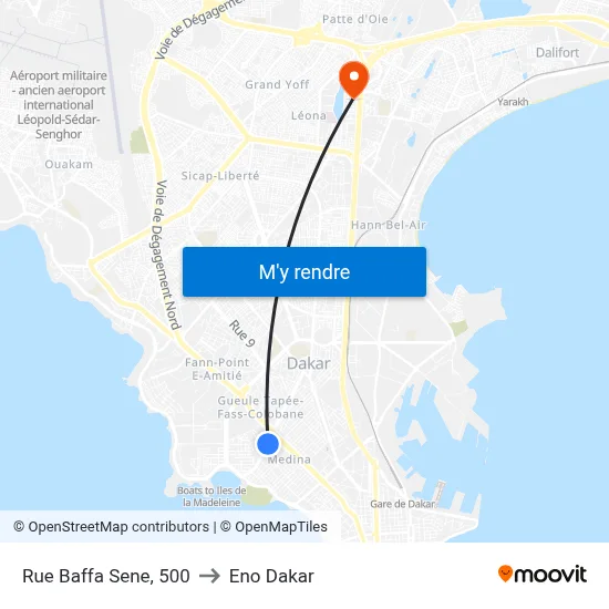 Rue Baffa Sene, 500 to Eno Dakar map