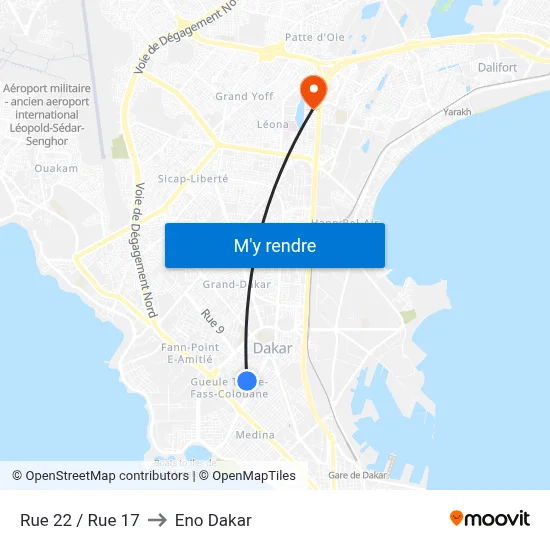 Rue 22 / Rue 17 to Eno Dakar map
