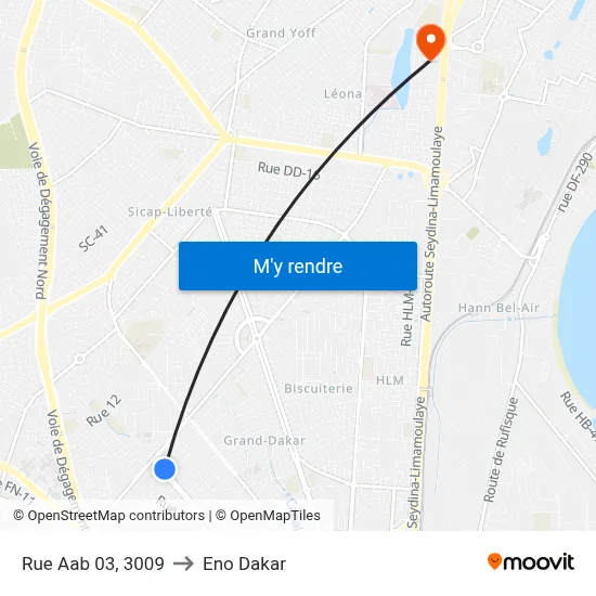 Rue Aab 03, 3009 to Eno Dakar map
