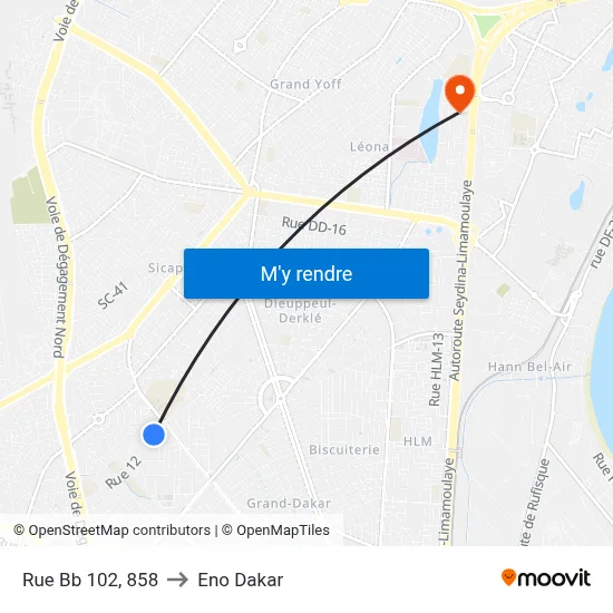 Rue Bb 102, 858 to Eno Dakar map