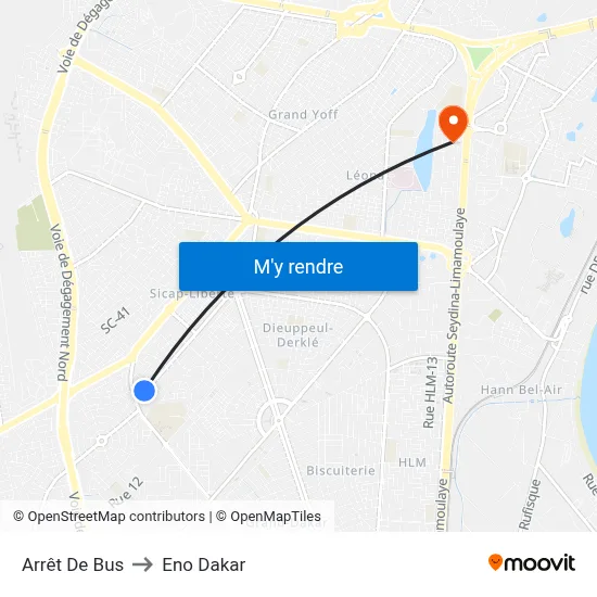 Arrêt De Bus to Eno Dakar map