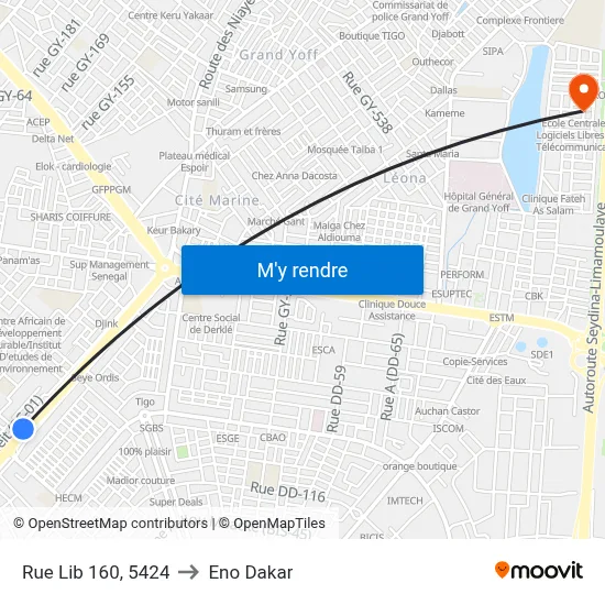 Rue Lib 160, 5424 to Eno Dakar map