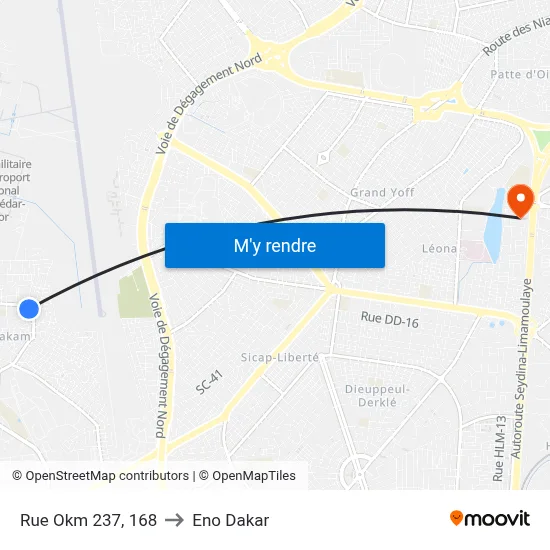 Rue Okm 237, 168 to Eno Dakar map