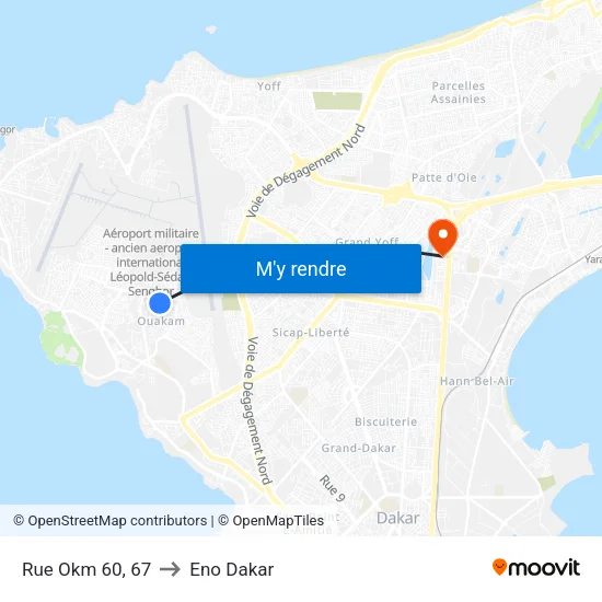 Rue Okm 60, 67 to Eno Dakar map