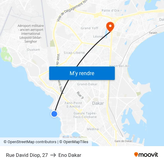 Rue David Diop, 27 to Eno Dakar map