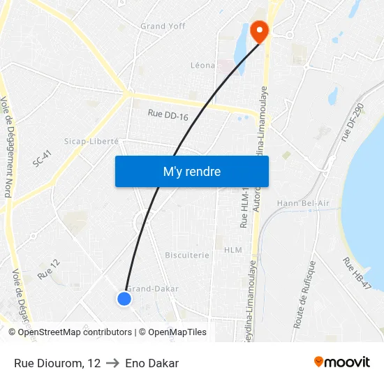 Rue Diourom, 12 to Eno Dakar map