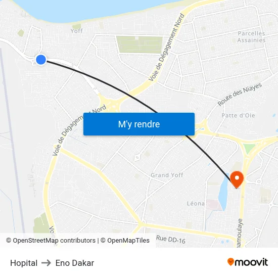 Hopital to Eno Dakar map