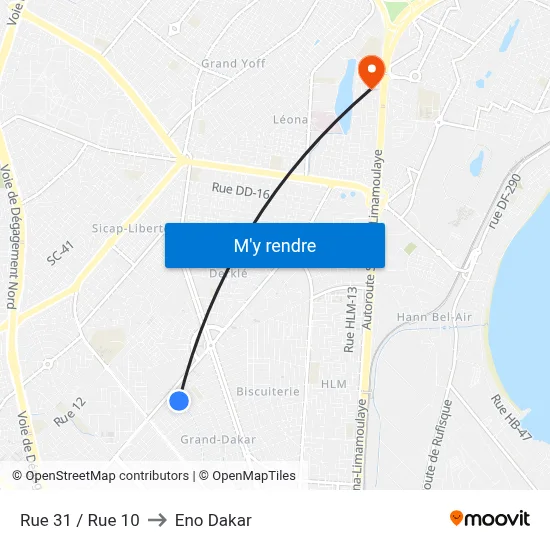 Rue 31 / Rue 10 to Eno Dakar map