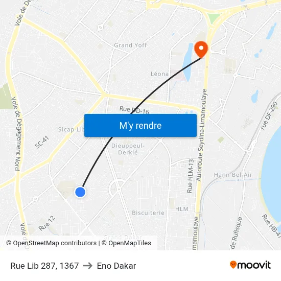 Rue Lib 287, 1367 to Eno Dakar map