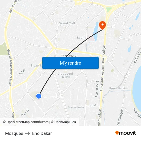 Mosquée to Eno Dakar map