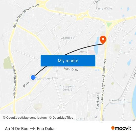 Arrêt De Bus to Eno Dakar map