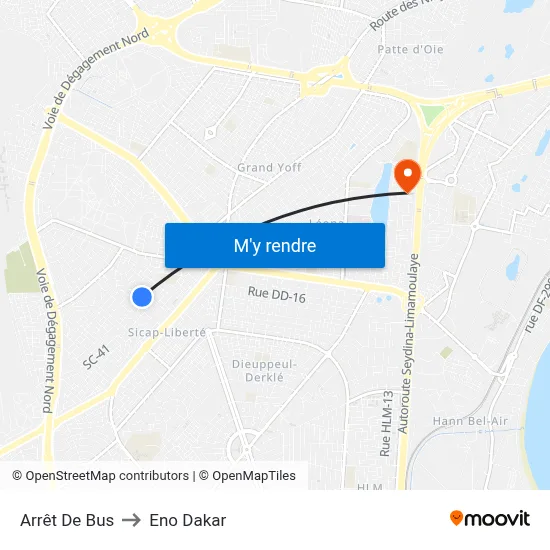 Arrêt De Bus to Eno Dakar map