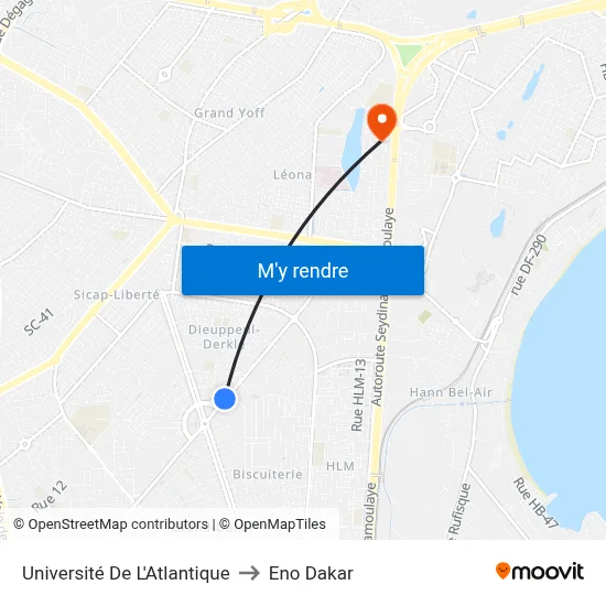 Université De L'Atlantique to Eno Dakar map