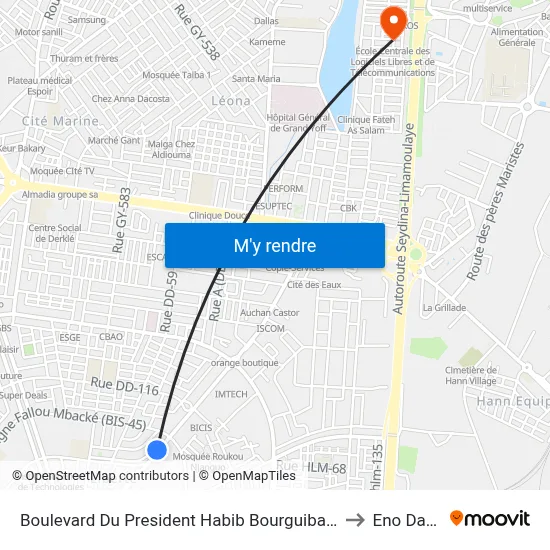 Boulevard Du President Habib Bourguiba, 4152 to Eno Dakar map