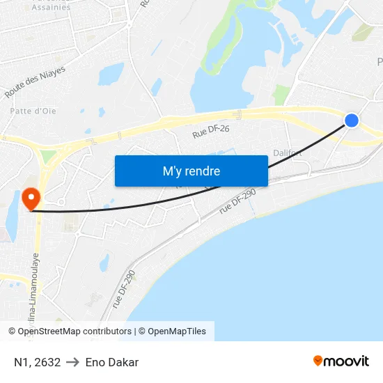 N1, 2632 to Eno Dakar map