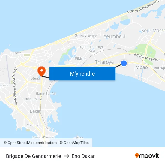 Brigade De Gendarmerie to Eno Dakar map
