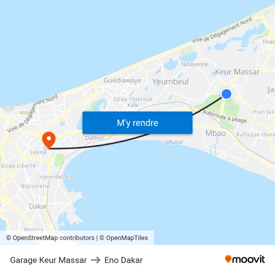Garage Keur Massar to Eno Dakar map