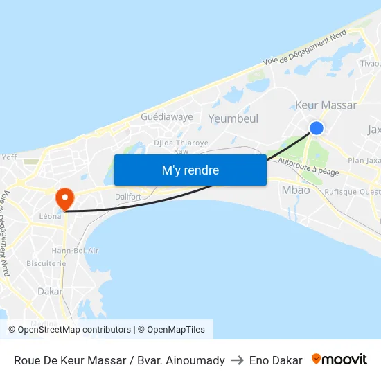 Roue De Keur Massar / Bvar. Ainoumady to Eno Dakar map