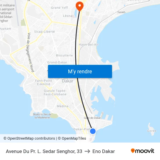 Avenue Du Pr. L. Sedar Senghor, 33 to Eno Dakar map