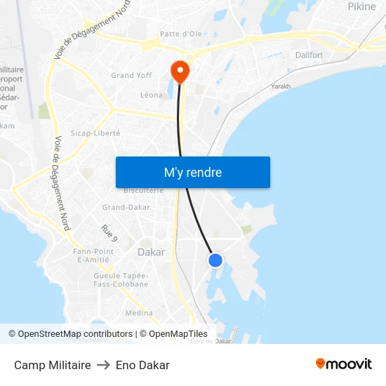 Camp Militaire to Eno Dakar map