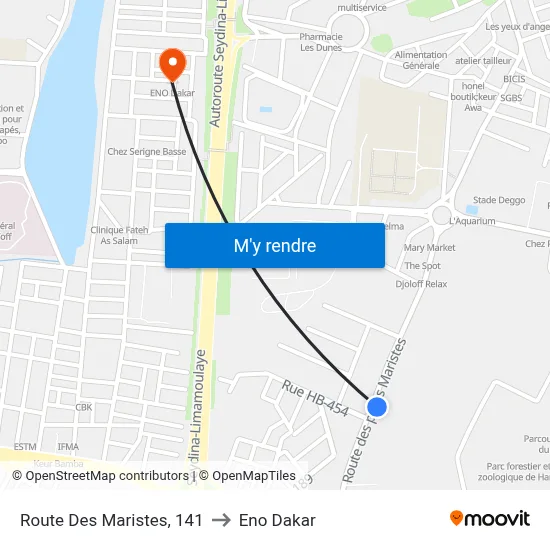 Route Des Maristes, 141 to Eno Dakar map