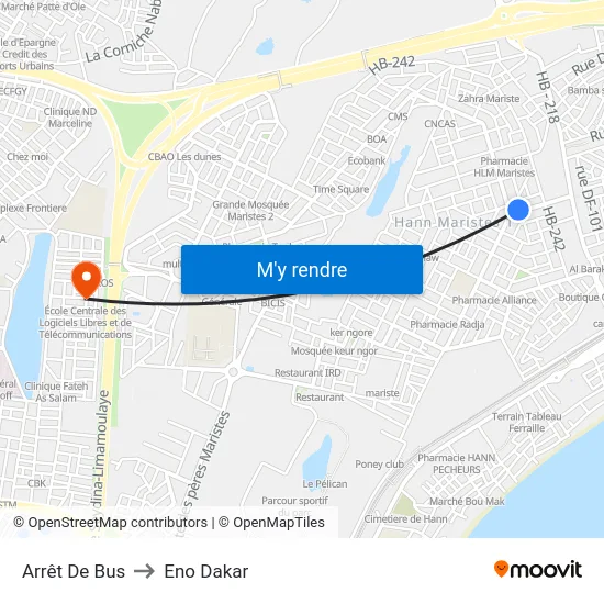 Arrêt De Bus to Eno Dakar map