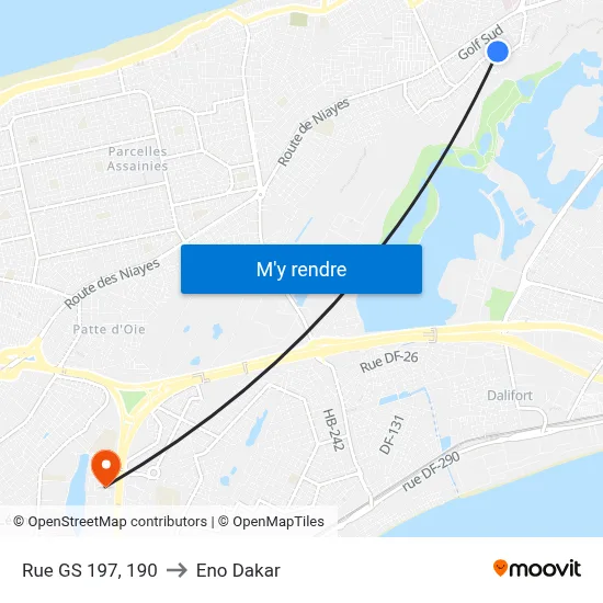 Rue GS 197, 190 to Eno Dakar map