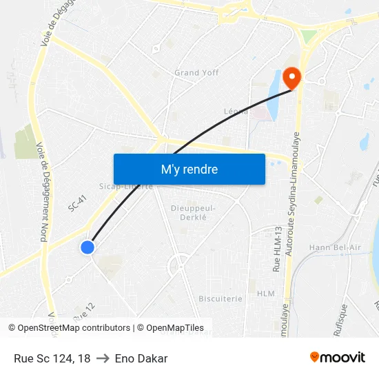 Rue Sc 124, 18 to Eno Dakar map
