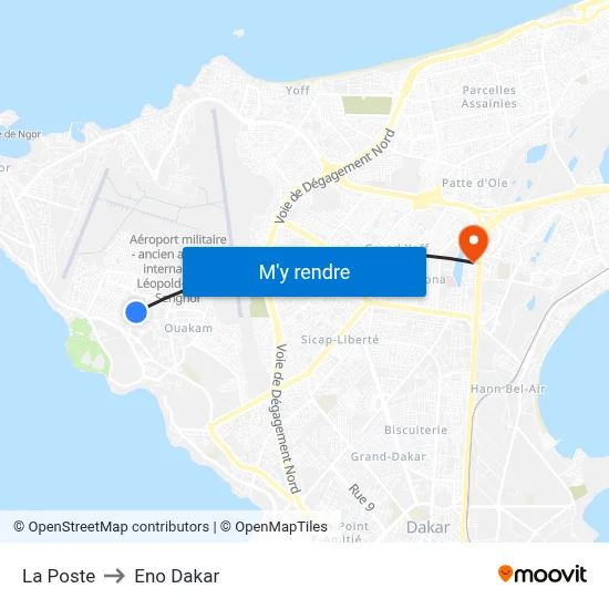 La Poste to Eno Dakar map