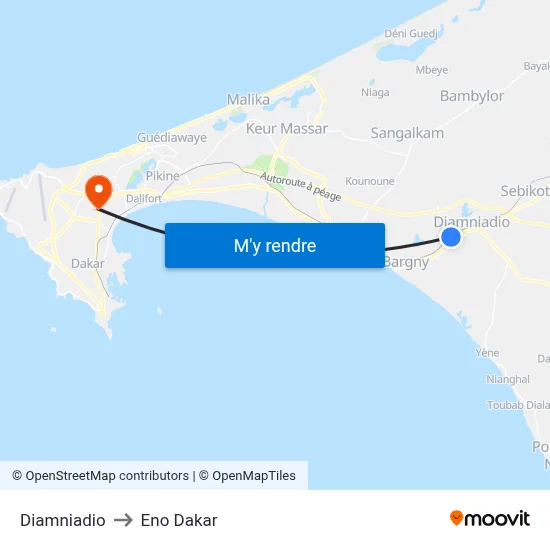 Diamniadio to Eno Dakar map
